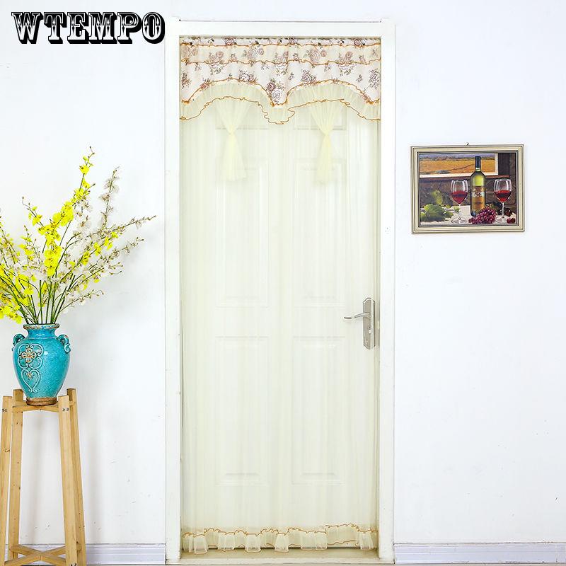 WTEMPO Lace Spinning Mute Anti-mosquito Long Curtain Free Punching Telescopic Rod Curtain Bedroom