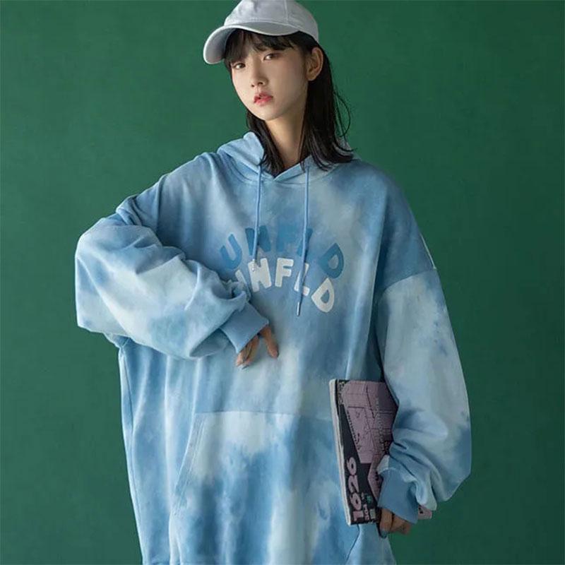 Female Tie-dye Sweater Spring and Autumn Student Thin Section Long-sleeved Pullover Sweater Ins Korean Style Loose College Style Top Coat