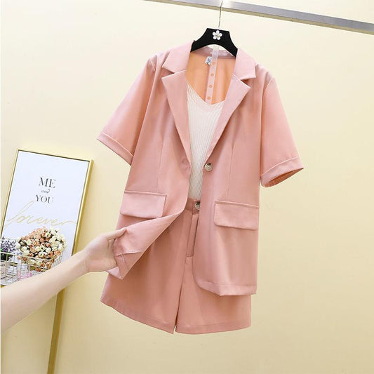 Summer Suit Two-piece Shorts + Short-sleeved Jacket Suit Female Thin Section Temperament Casual Professional Suit Two-piece Female