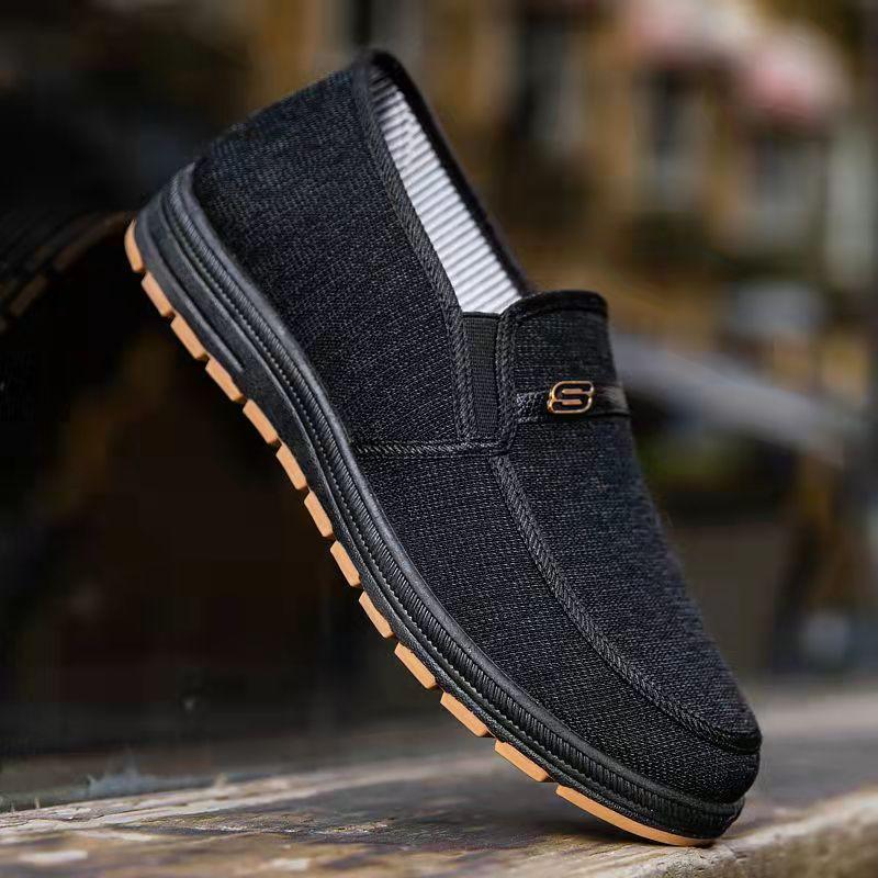 Tendon Bottom Old Beijing Cloth Shoes Men's Spring and Autumn Canvas Shoes Flat Non-slip Elderly Shoes Soft Bottom Middle-aged and Elderly Dad Shoes