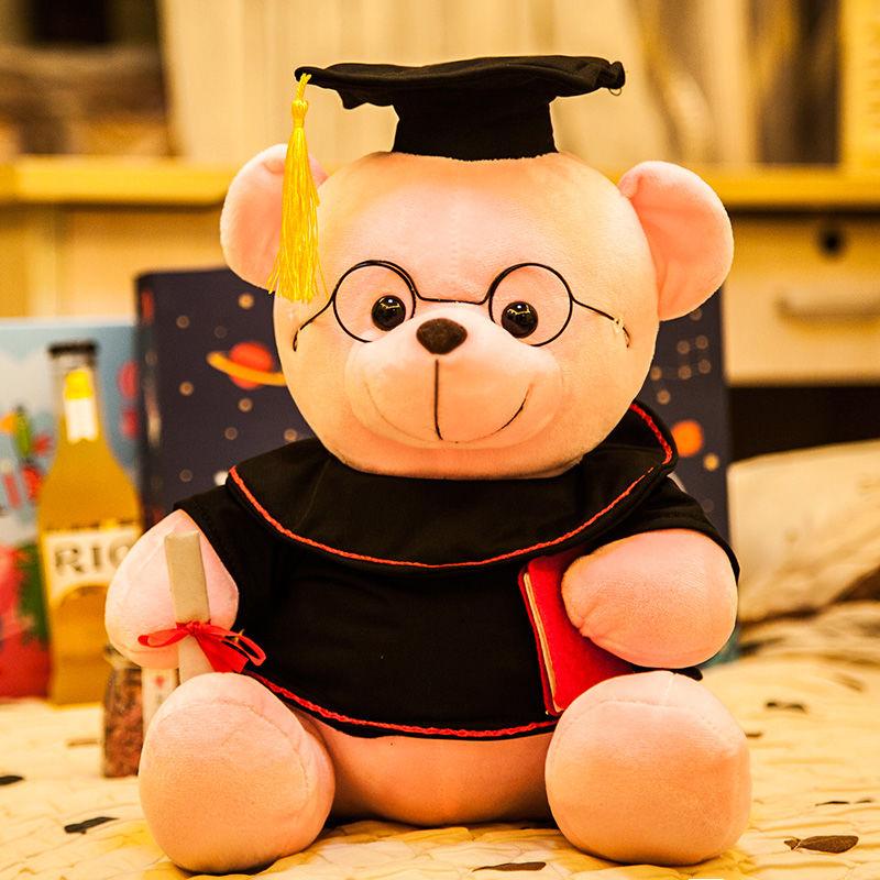 Lovely Glasses Graduation Bear Plush Doll Wearing Doctorial Hat Dr. Bear Cub Plush Toy Little Bear Plush Toy Gifts