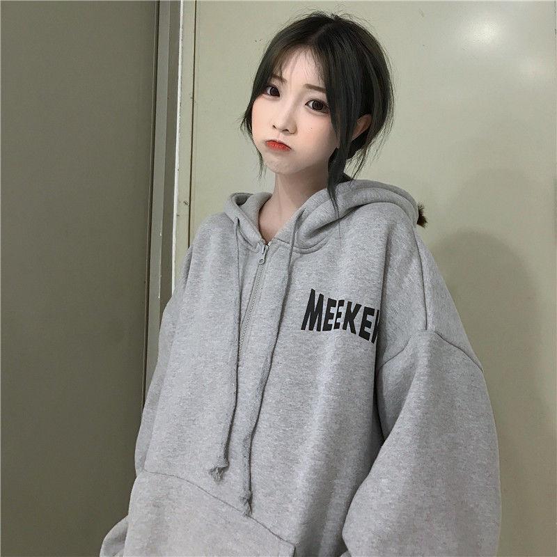 Sweatshirt wild large size long sleeve warm hooded tops autumn and winter sweater cotton women's