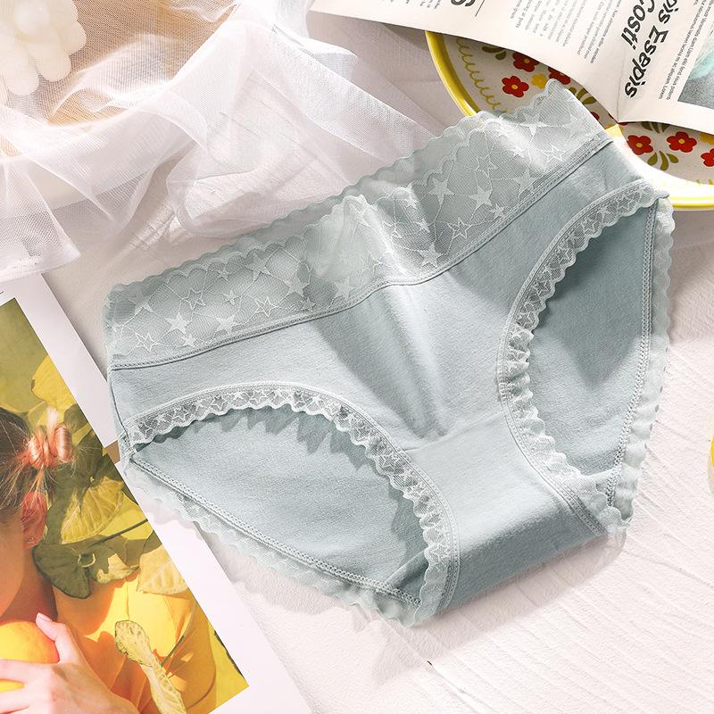 6Pcs/Set Seamless Women's Mid-waist Panties Large Size Lace Cotton Briefs Solid Color Highly Elastic Casual Underpants