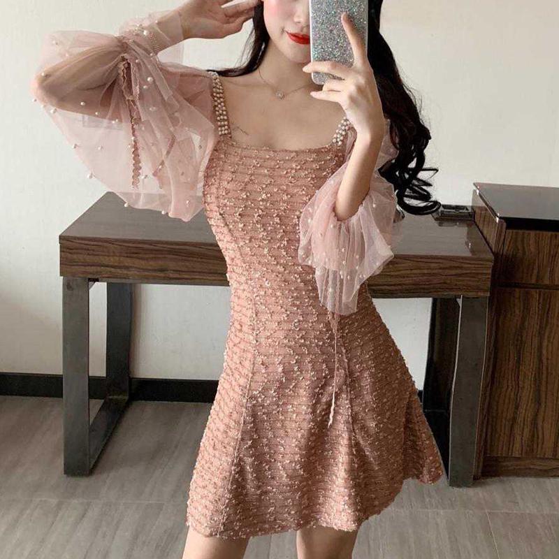 Sexy Dress Women Long Lantern Sleeve Dresses Dots Female Luxury Slim Evening Party Dress Vestidos