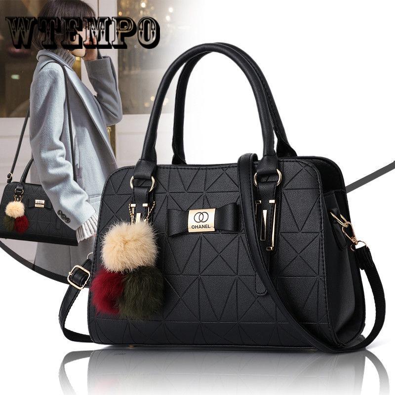 Women's Handbag Fashion Large Capacity Women Shoulder Bag with Hairball Ornaments