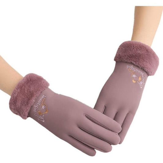 Winter Women's Down Cotton Gloves Warm and Cold-proof Plus Velvet Thick Waterproof Windproof Touch Screen Gloves