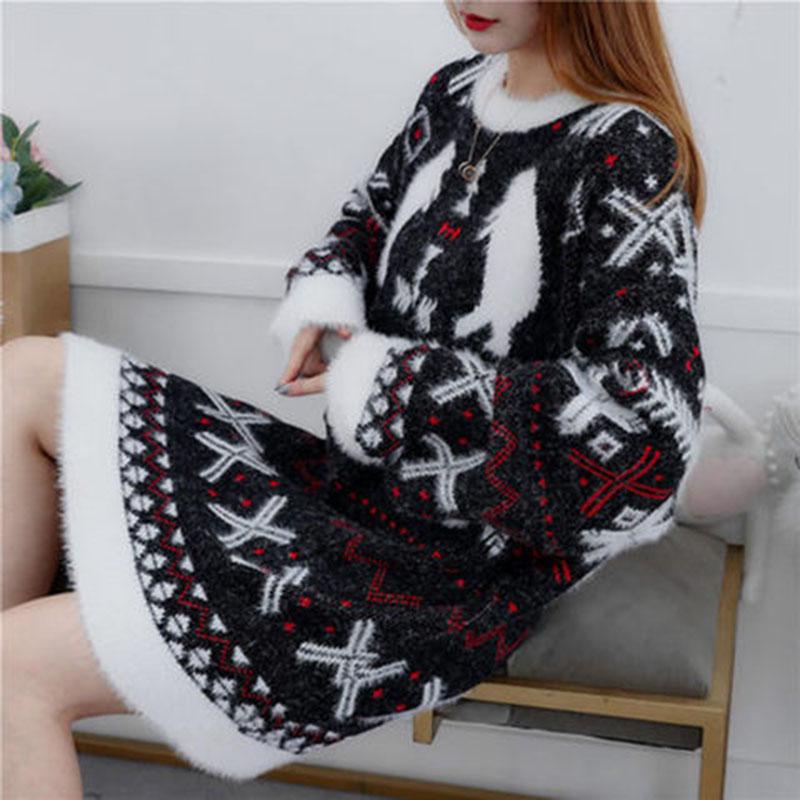 Loose Autumn and Winter Wear Outside Thick Warm Coat Sweater Long Sweater Women