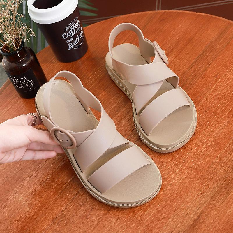 New Plastic Sandals Female Summer Thick Bottom Non-slip Waterproof Rubber Shoes Flat Bottom