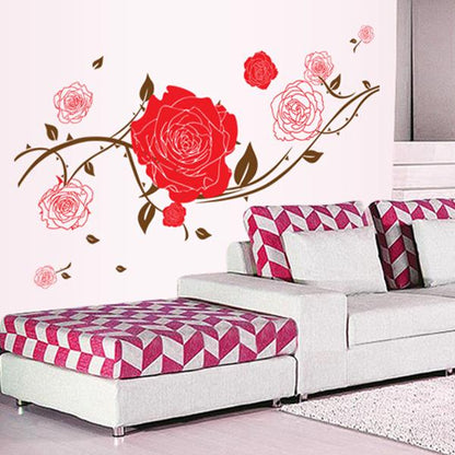 Barbed red rose fifth generation PVC transparent film removable wall sticker