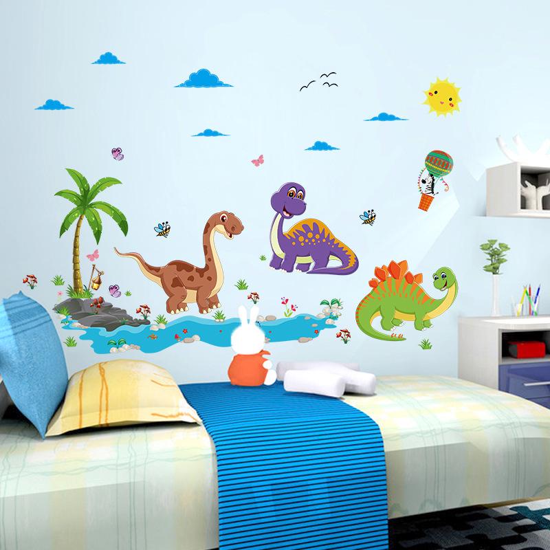 Cartoon wall stickers dinosaur park Kindergarten classroom children room background wall decoration