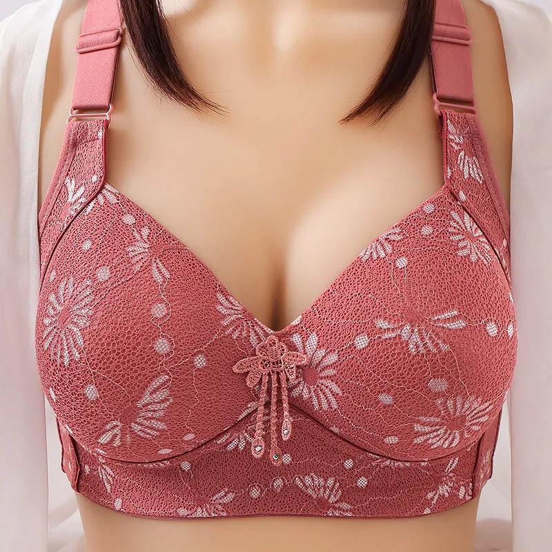 Large Size Thin Section Breathable Anti-sagging Closed Breasts Gather No Steel Ring Underwear Ladies Large Size Adjustable Bra