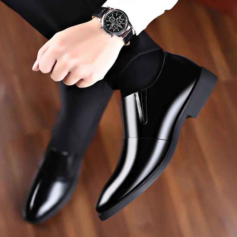 Men's Spring and Summer Glossy Leather Shoes Business Formal Wedding Leather Shoes Casual All-match Shoes