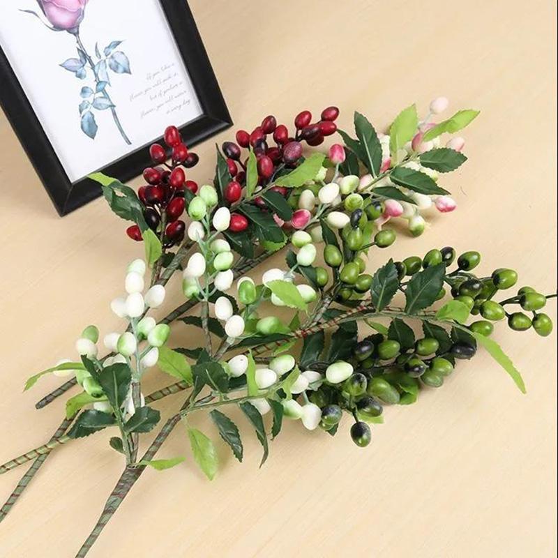 Berry Olive Fruit Bean Branch Christmas Simulation Flower Home Decoration Flower Wall Plant Wall Fake Flower Berry Ornaments