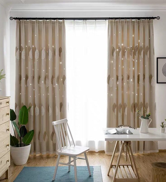 1/2pcs  Modern Double Curtains for Living Room Hollow Stars  Curtain for Bedroom Shade Curtain Tulle Cloth