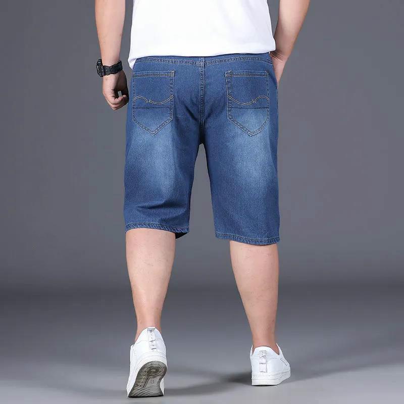 Summer Loose Thin Denim Shorts Men's 5-point Pants Stretch Casual Pants Plus Fat Large Size Simple Jeans