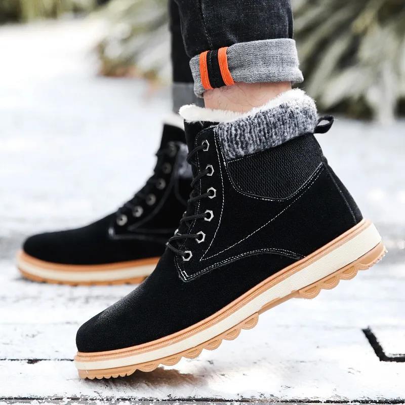 Men's Winter Plus Velvet Padded Snow Boots High-top Martin Boots Cotton Shoes Non-slip Cotton Boots