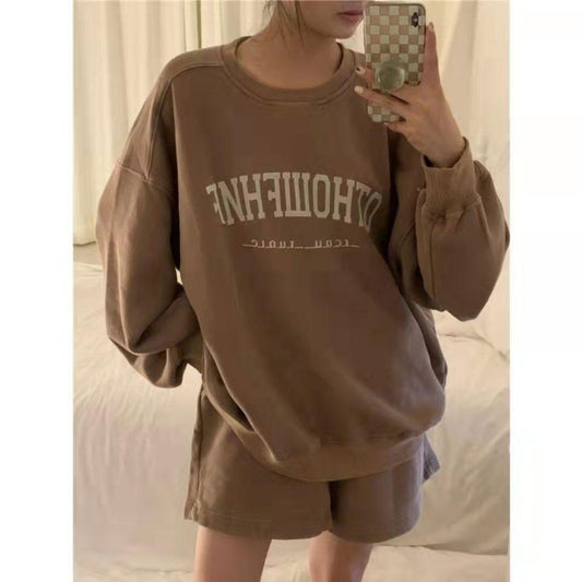 Spring and Autumn Loose Sweater + All-match Shorts Suit Slim Oversize Sports and Leisure Two-piece Suit Althletic Clothing Jogging Suit Casual Sets