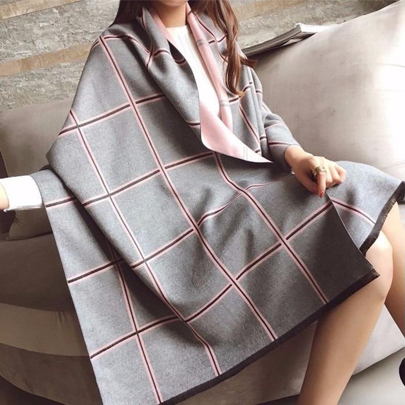 Scarf Women Winter All-match Thickened Air-conditioned Room To Keep Warm Super Large Imitation Cashmere Shawl Dual-use Double-sided