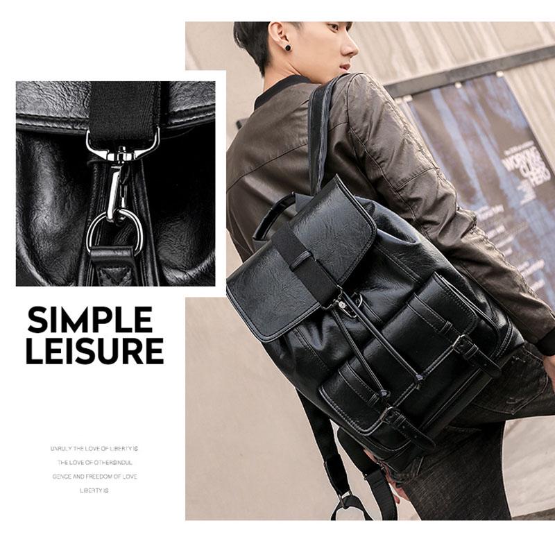 Men Genuine Leather Backpack Multifunctional School Laptop Backpack Zipper Shoulders Bag Teenager