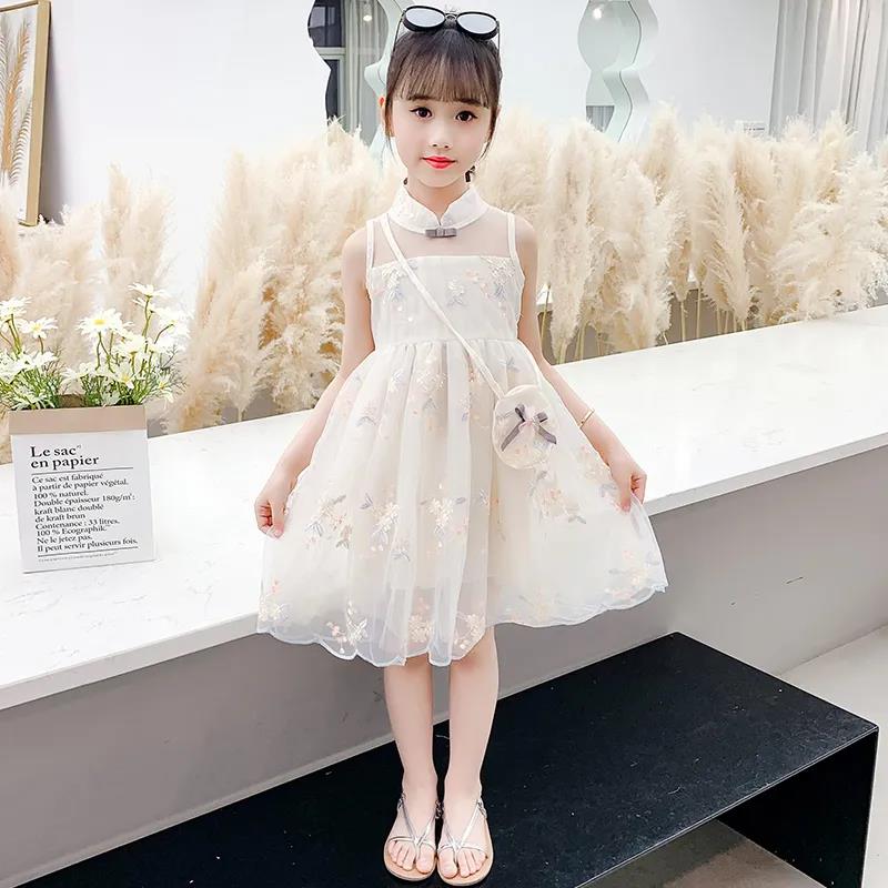 Embroidered Sweet Girl A-line Dress Summer Dress Children's Clothing Girl Princess Skirt Children's Vest Mesh Skirt