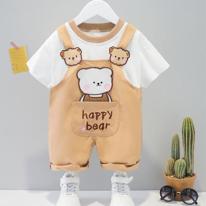 Baby Children's Suit Summer Short-sleeved Children's Clothing Cute Overalls Cartoon Pattern For Boys and Girls