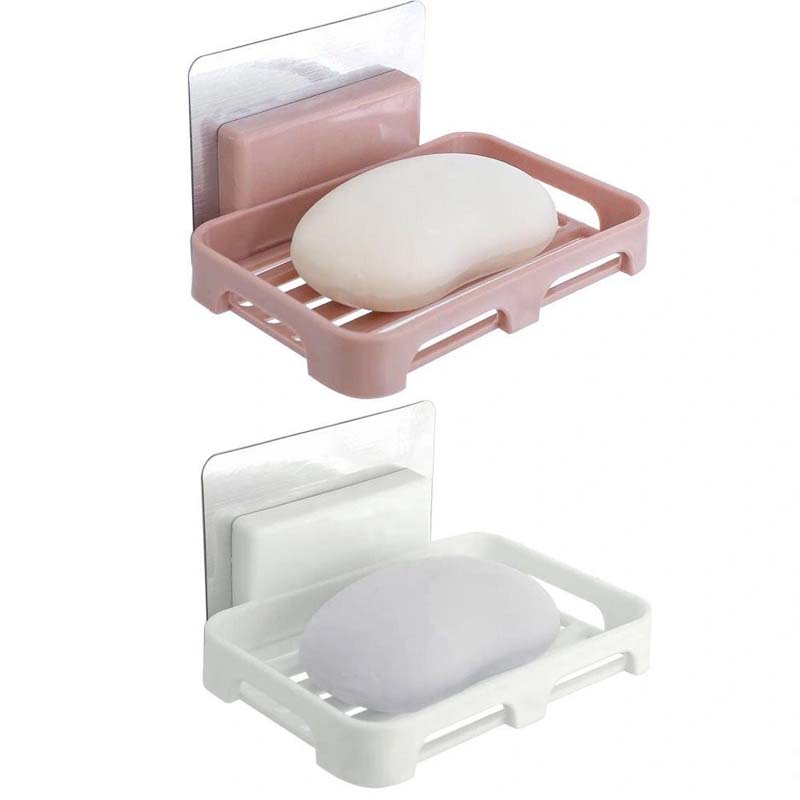 2 Pcs Drain Soap Box Home Bathroom Wall-shaped Soap Storage Box