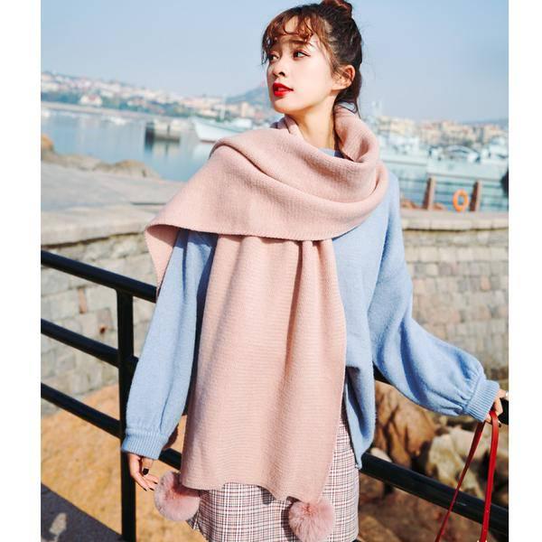 Scarf Knit Women Thick Warm Winter Scarves Ladies Cashmere Warmer Women's Scarves