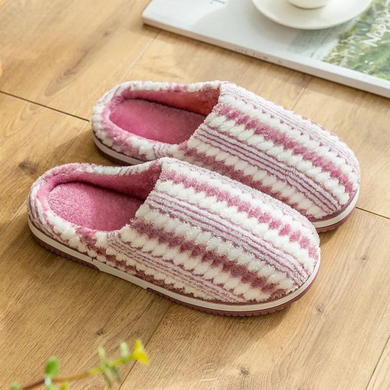 Plat Slippers Women Home Non Fall Slip Winter Thick Warm Slides Plus Size Mens Slippers Casual Cotton Shoes