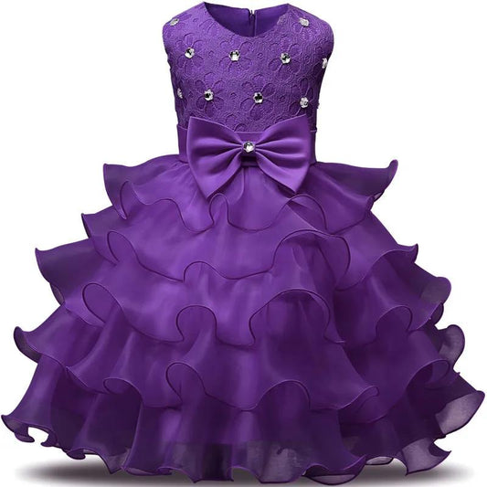 Girls Sleeveless Puffy Princess Dress Children's Wedding Show Dress Bow Western Style Dress