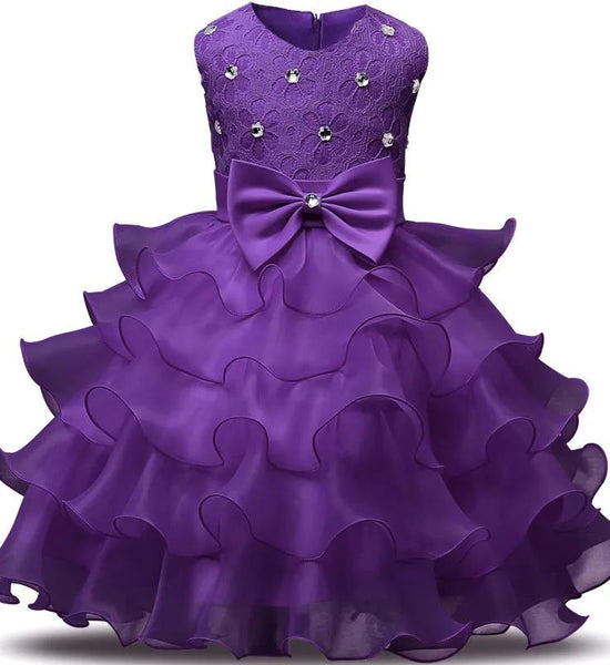 Girls Sleeveless Puffy Princess Dress Children's Wedding Show Dress Bow Western Style Dress