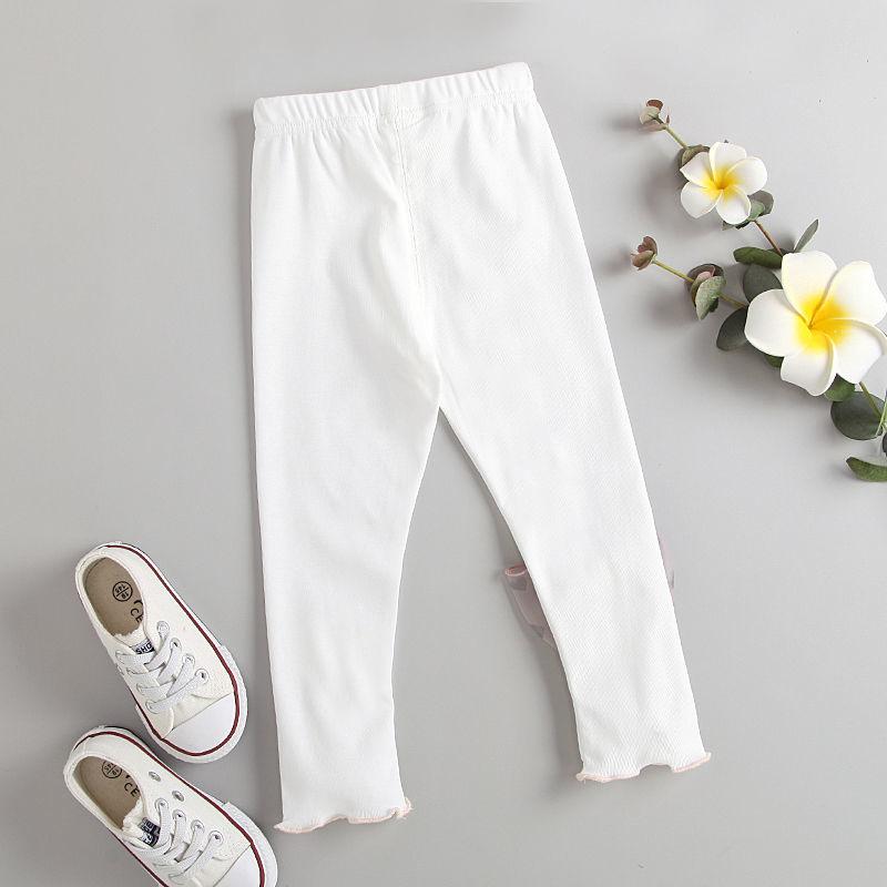 Girls' Leggings Children's Spring and Autumn Thin Bow Korean Cropped Trousers Stretch Pants Baby Outer Wear and Inner Wear