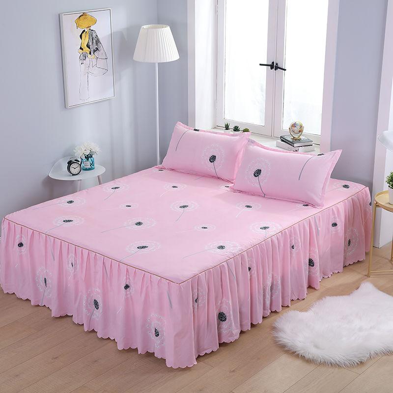 Brushed Bedroom Home Bed Skirt Single Solid Color Skin-friendly Bedspread Bed Cover Bedroom Student Dormitory Sheets