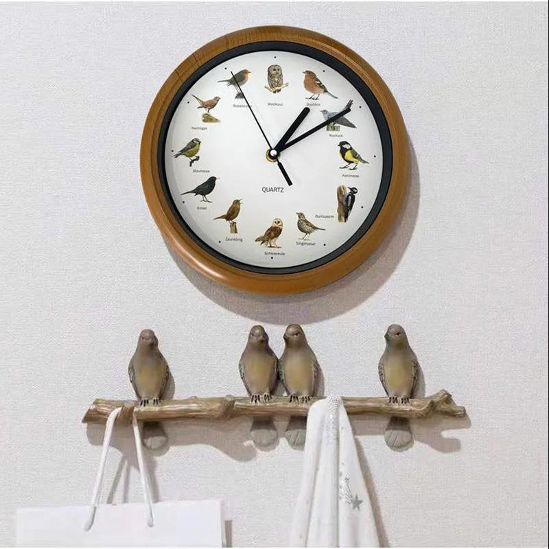 Creative Wall Clock Northern Europe 12 Kinds of Birds Hourly Time Clock Smart Turn on Good Night and Dream Function Wall Wall Clock