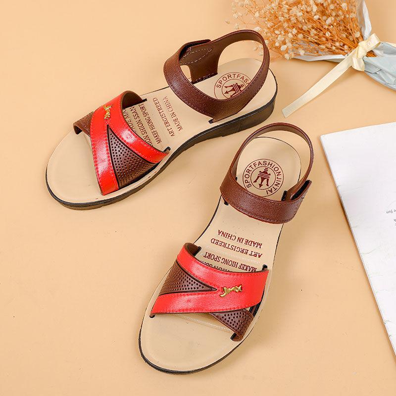 Sandals and Slippers Women's Flat Bottom Mother Slippers Summer Outer Wear Soft Bottom Bag Heel Non-slip Sandals Simple Sandals