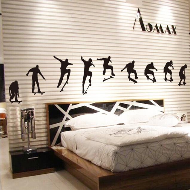 Fashion modern wall sticker Sports room decoration stickers skateboarders murals