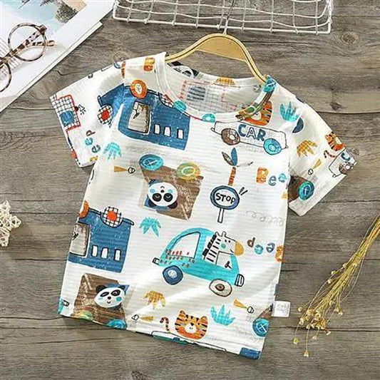 Children's Top Boys Lightweight T-shirt Summer Thin Kids Baby Cartoon Casual Short Sleeve