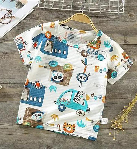 Children's Top Boys Lightweight T-shirt Summer Thin Kids Baby Cartoon Casual Short Sleeve