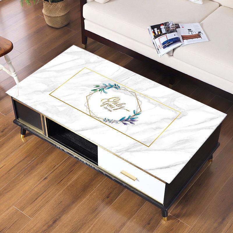 Coffee Table Tablecloth PVC Table Mat Marble Pattern Waterproof Oil-proof Anti-scalding Soft Glass Rectangular TV Counter Plastic