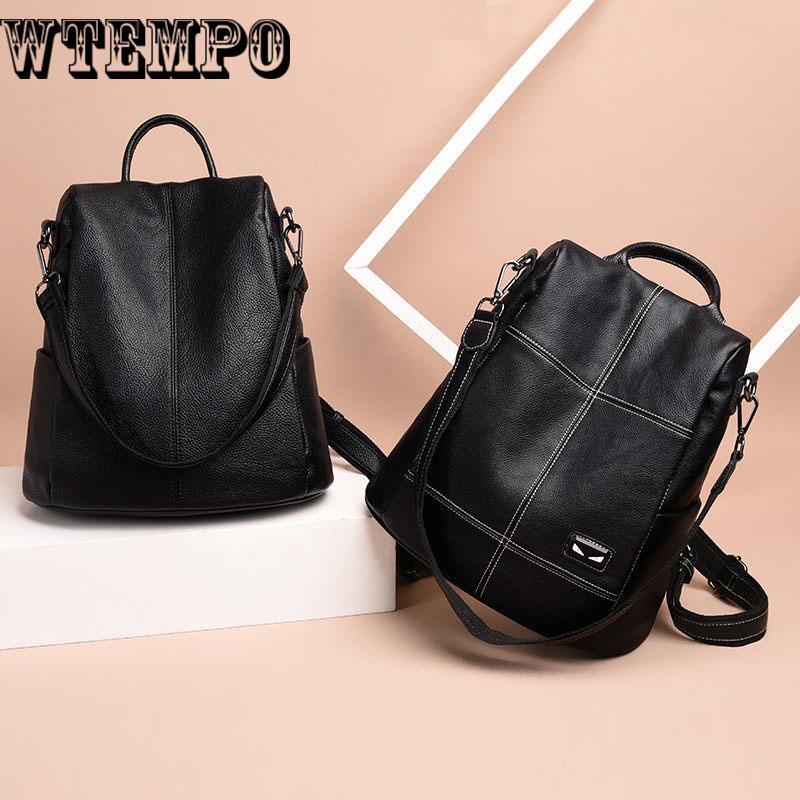 Women Backpack Leather School Bags For    Female Tassel Small Backpack