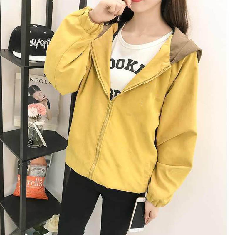 Spring and Autumn Hooded Casual Windbreaker Loose All-match Baseball Uniform Jacket Women