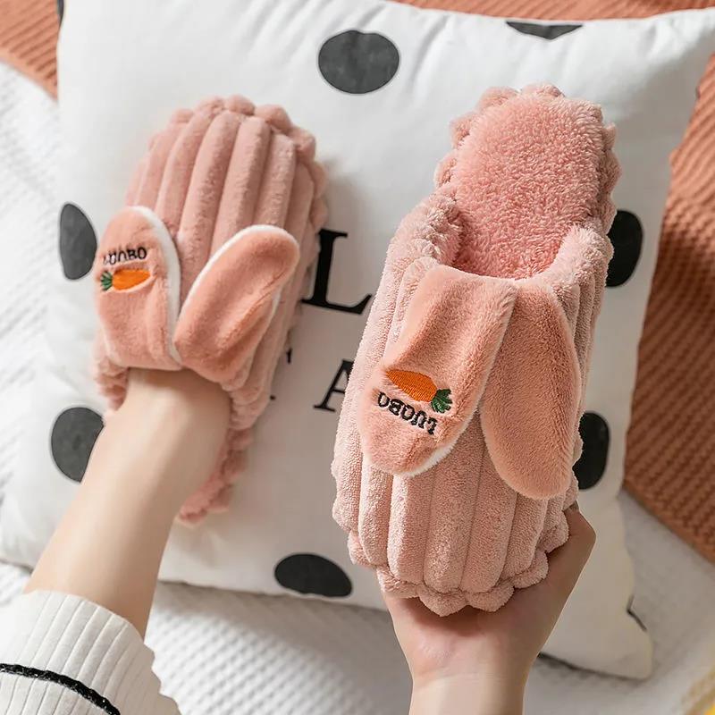 Autumn and Winter Pure Cotton Slippers Indoor Non-slip Soft-soled Shoes Warm Simple Plush Cotton Shoes