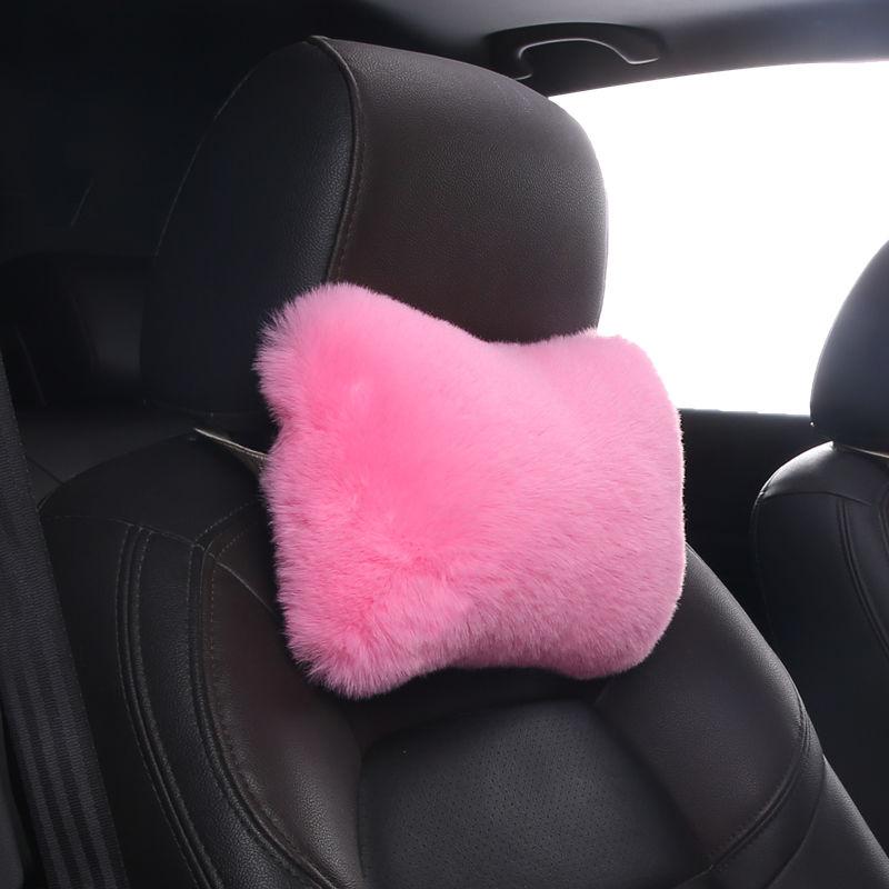 Car 4pcs Pillow Neck Pillow Imitation Rabbit Plush Bone Head Pillow Waist Pillow Waist Bolster Car Waist Back Suit General Plush Cushion