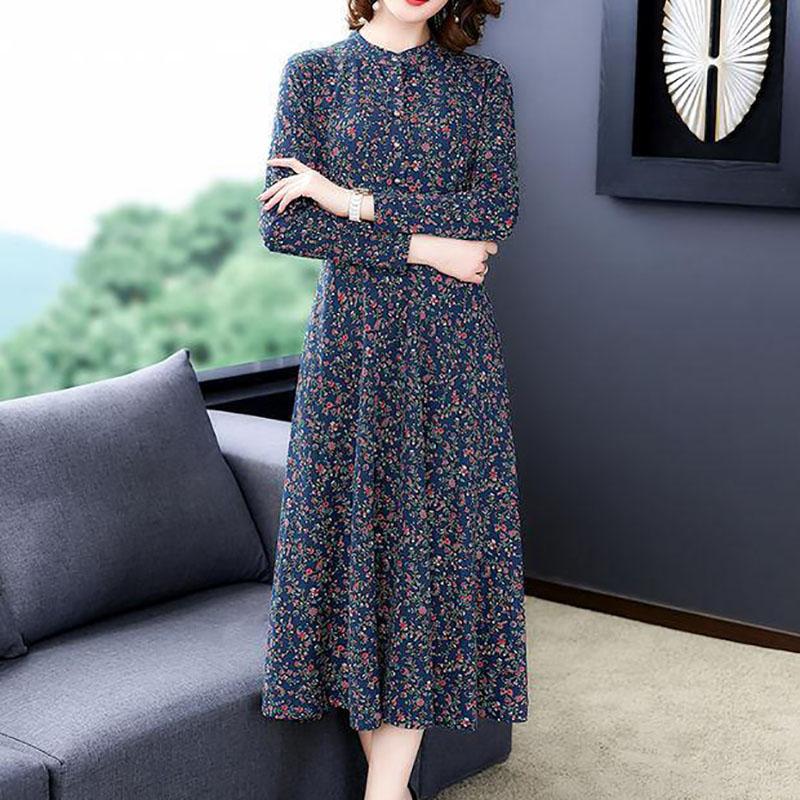 High-end Western Style Long-sleeved Dress Spring Autumn and Winter Middle-aged Women's Temperament Long Skirt