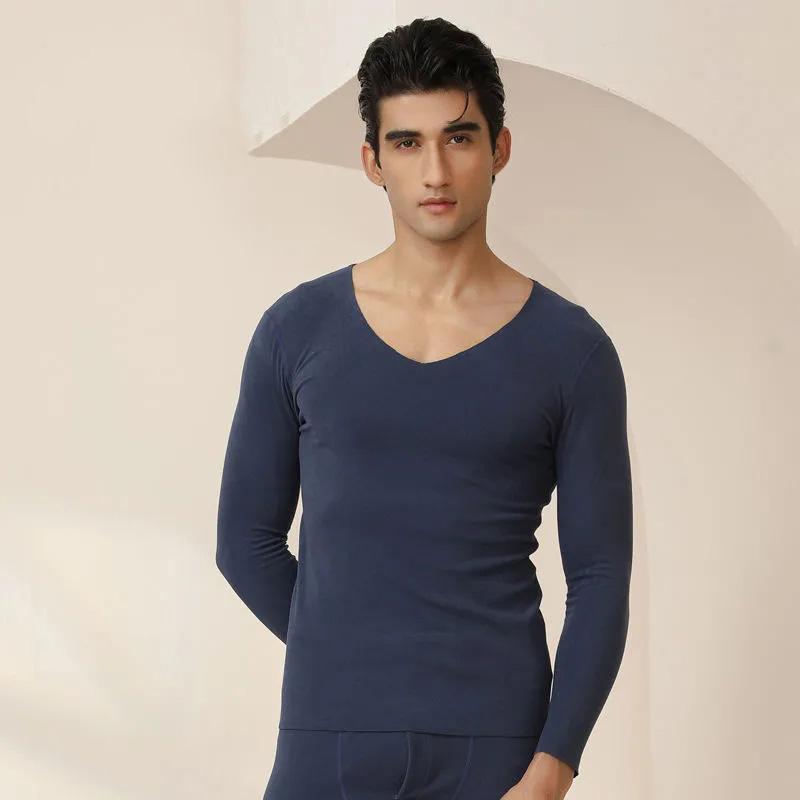 Men's 2 Pieces Long-sleeve Suit Set Thermal Underwear Temperature Homewear Slim Comfortable Home Pajamas Tight Warm Body Suit Round Neck Clothing