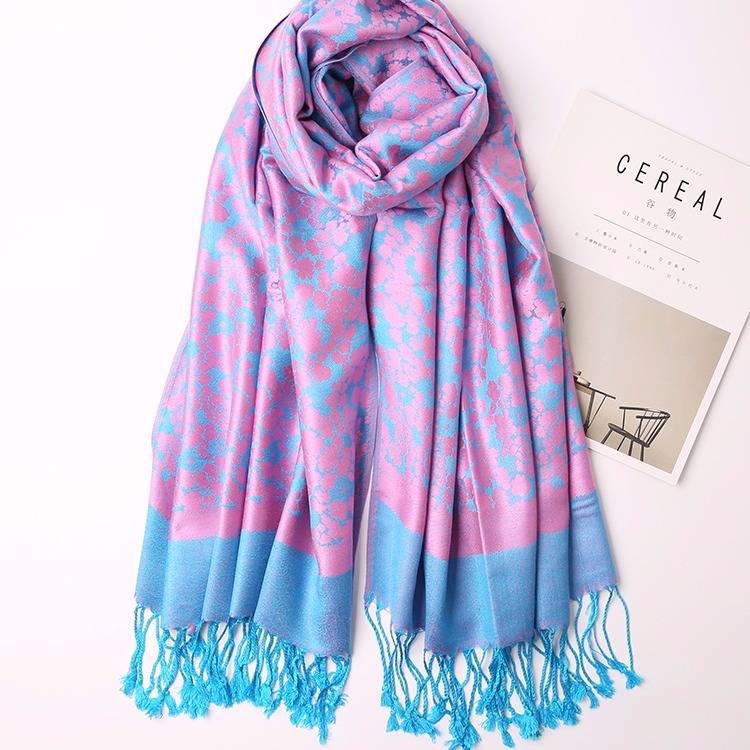 Women Scarf Fashion Warm Winter Jacquard Scarf Faux Cashmere Scarf Plaid Thick Shawls and Scarves