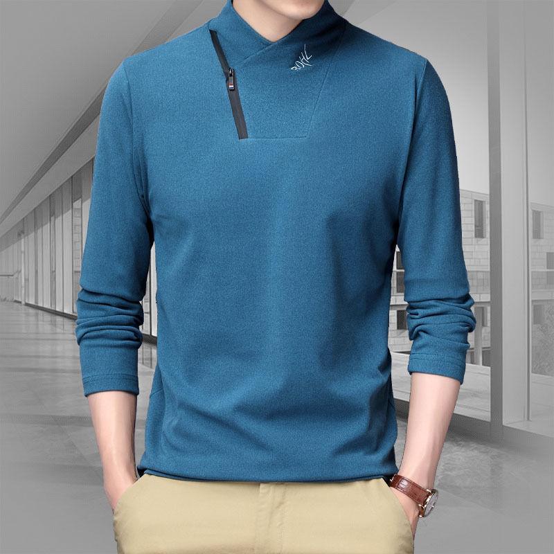 Winter Warm Double-faced Fleece Long-sleeved Men's Stand-up Collar T-shirt Fleece Warm Top