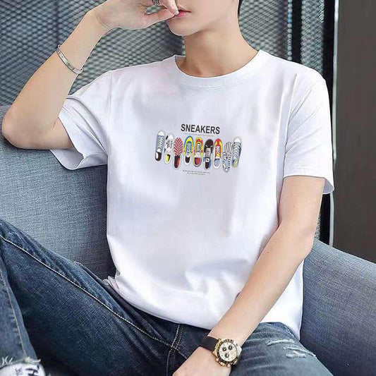 Summer Men's Cotton Short-sleeved T-shirt Men's Bottoming Shirt Loose Short-sleeved Men's T-shirt Plus Size Half-sleeved Men's Clothing