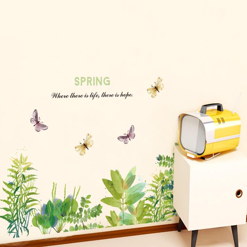 Wallpaper Creative Warm Romantic Baseboard Wall Sticker Butterfly Garden Flowers Custom Wall Sticker