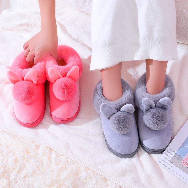 Autumn and Winter Cotton Slippers Indoor Non-slip Soft-soled Shoes Keep Warm Simple Plush Cotton Shoes Fashionable and Cute