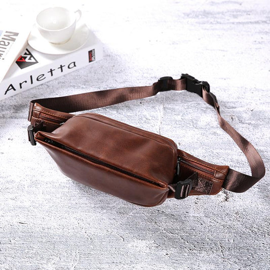 Waist Bag Men Brown Multi-pocket Chest Bag Mobile Phone Bag Outdoor Leisure Sports Shoulder Bag